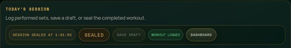 Session marked sealed and workout logged